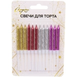 Свечи в торт «Узоры» 12 шт. 6,5 см, микс