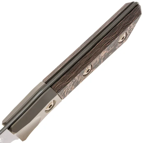 Нож кухонный Microtech Chef's Knife 3100B-16DLCLWCFPR, San Mai Damascus M390, Bronze Titanium / Livewire CF - рукоять G10 / титан, сталь - Damascus