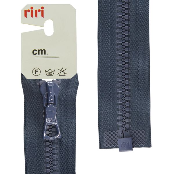 Молния трактор RIRI Т6 (6 мм) 1 зам., разъем., 70 см, цв.2124, серо-голубой темн., 1 шт