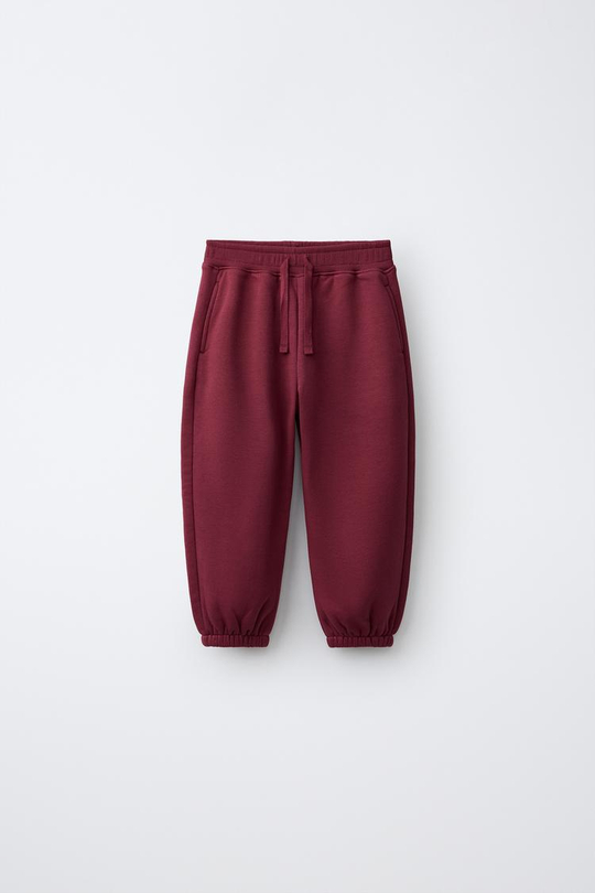 ZARA ОДНОТОННЫЕ БРЮКИ-ДЖОГГЕРЫ, ГРАНАТОВЫЙ