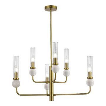 Люстра на штанге 6*Е14 SL1244.303.06 латунь/прозрачный Medea ST-Luce