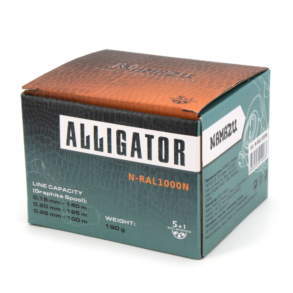 Катушка безынерционная Namazu PRO Alligator NEW AL1000, 5+1 подш., метал. шпуля + запасная графит. ш