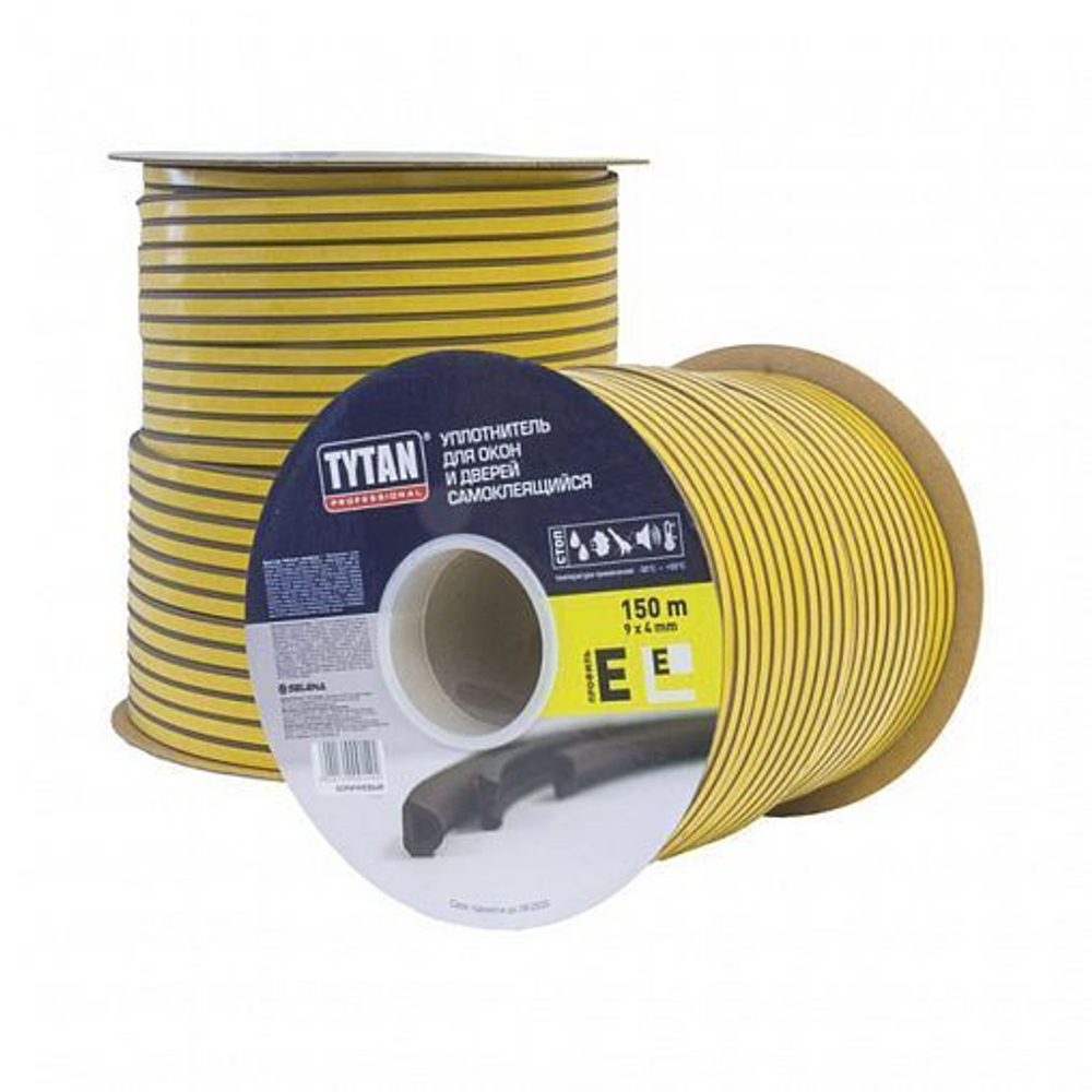TYTAN Professional Уплотнитель для окон E 150m x 9mm x 4mm, коричневый