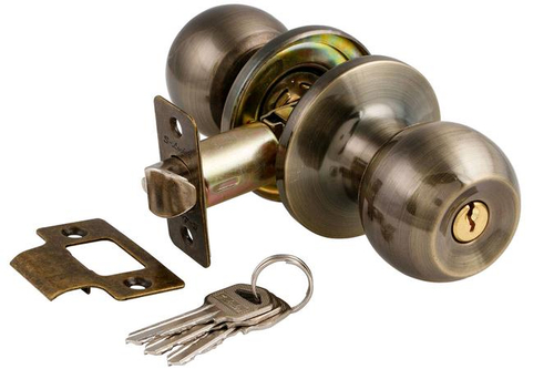 Защелка-Комплект  S-Locked 6072-01  AB круглая ключ/фиксатор БРОНЗА /115221