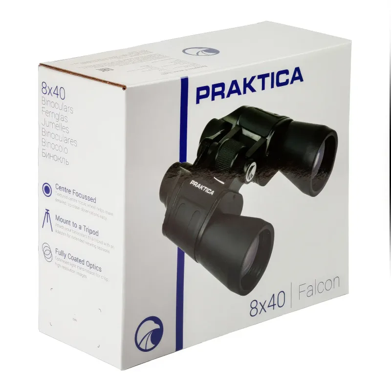 Бинокль Praktica Falcon 8x40 Black в коробке с логотипом и описаниями