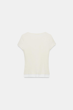 ZARA ФУТБОЛКА С ЭФФЕКТОМ МНОГОСЛОЙНОСТИ, ЭКРЮ