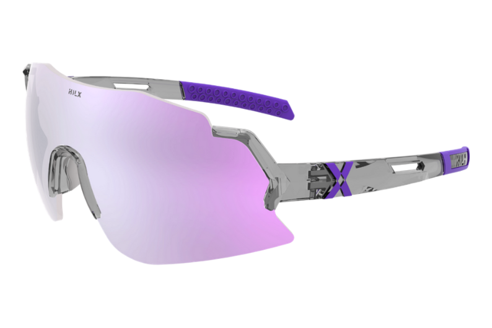 Спортивные очки с диоптриями HILX Savage 2.0 Shiny Crystal Grey Purple / Photochromic Purple Mirror Lens
