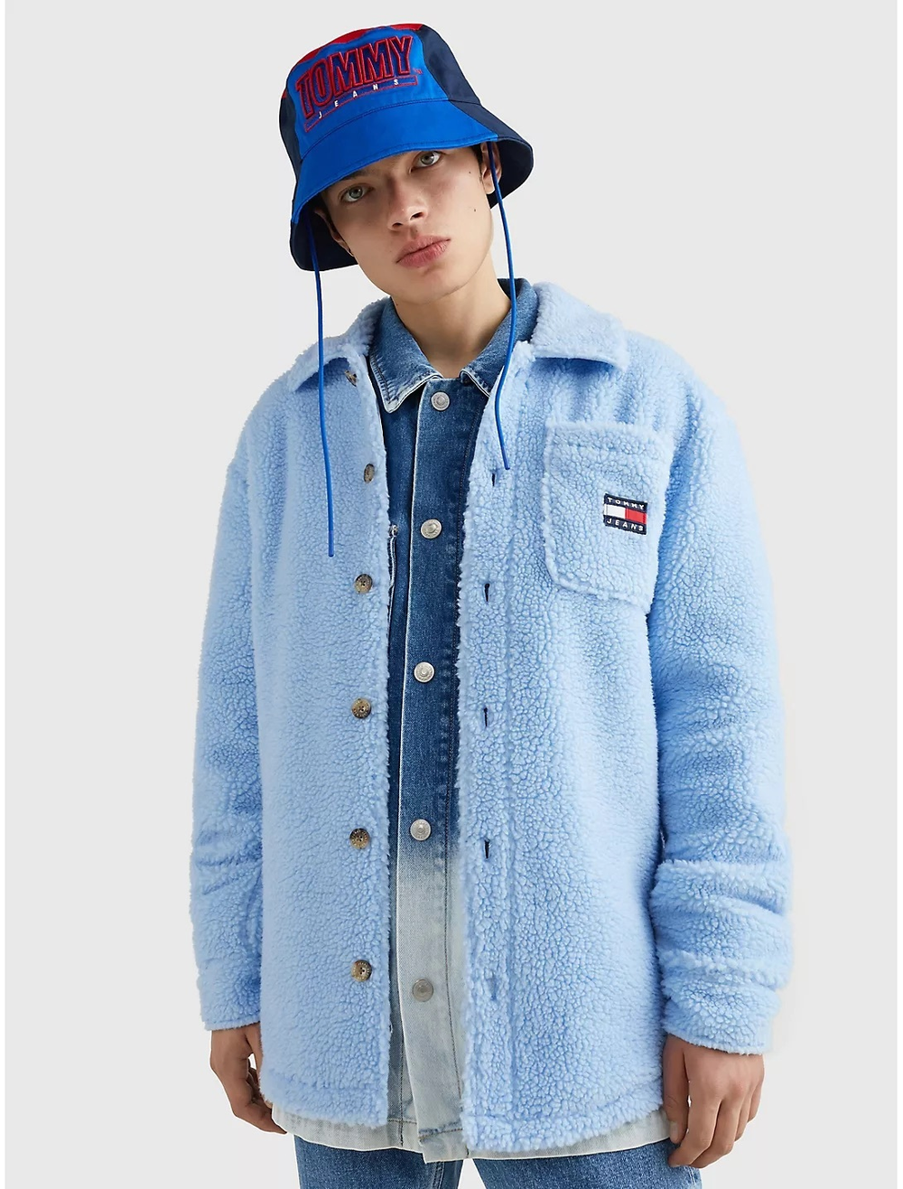 Куртка-шерпа Tommy Jeans Solid Overshirt Pearly Blue