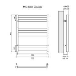 Полотенцесушитель электрический Lemark Mars LM35607E П7 500x600, левый/правый