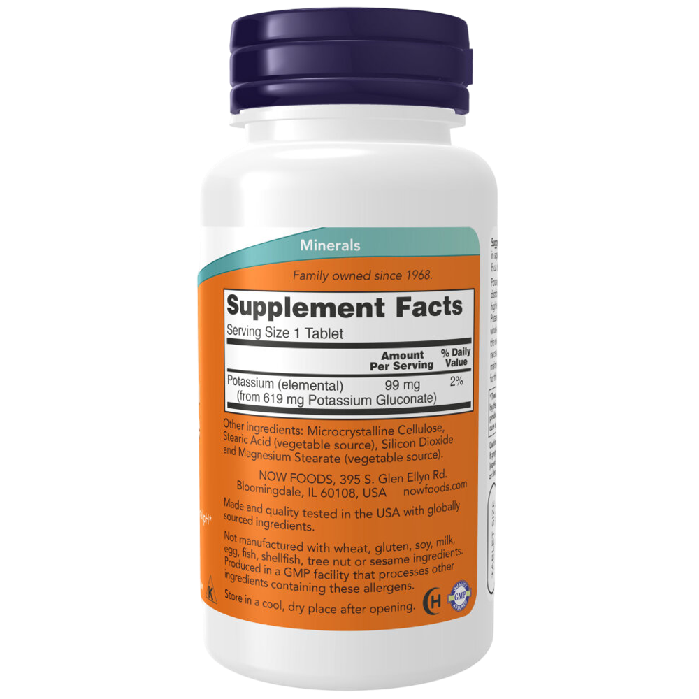 Now Foods Potassium Gluconate 99 mg 100 tablets, Калий