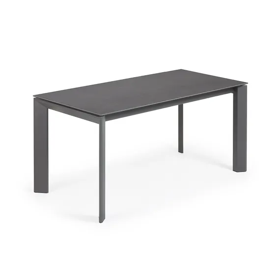 Раздвижной стол Axis 160-220x90 см, черная керамика, черный каркас