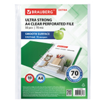 Папки-файлы перфорированные А4 BRAUBERG «EXTRA 700», КОМПЛЕКТ 50 шт., гладкие, ПЛОТНЫЕ, 70 мкм, 229668
