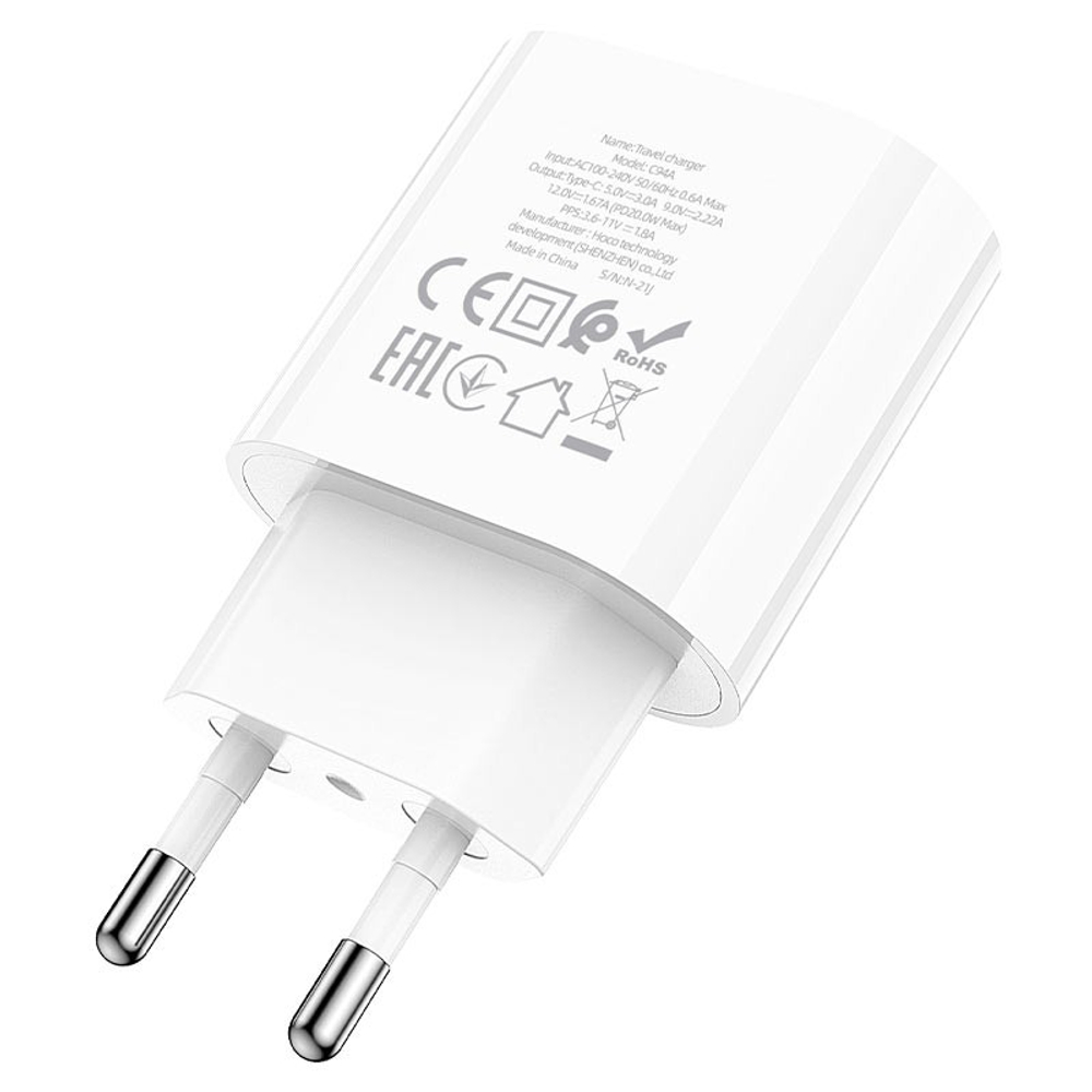 Сетевое зар. устр. Hoco C94A 1C 20W белое