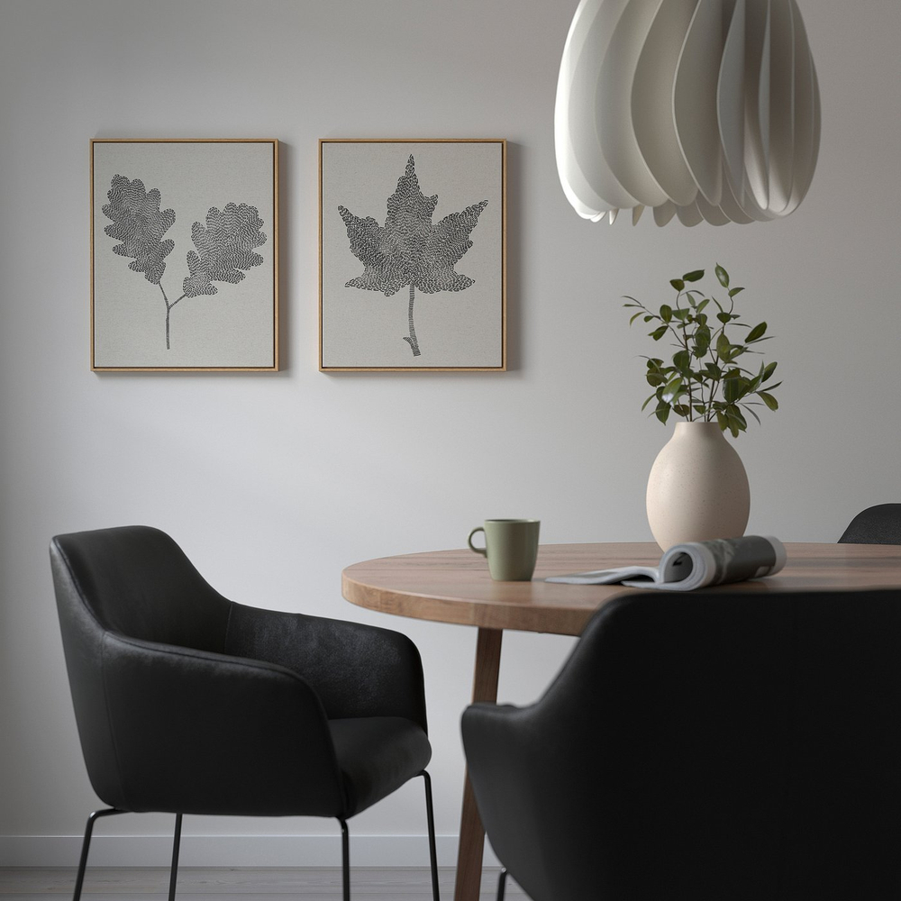 IKEA BLODFLÄDER  (ИКЕА БЛОДФЛЭДЕР)  -  Картина - чёрные листья 40x50 см