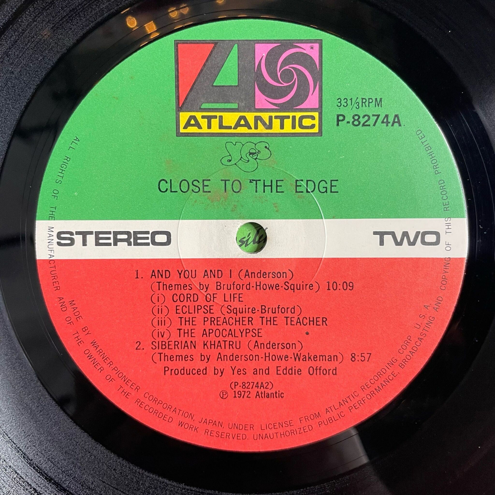 Винтажная виниловая пластинка LP Yes Close To The Edge (Japan 1972) (No Obi) The Solid Time Of Change