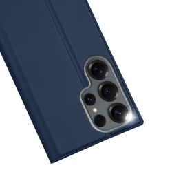 Чехол книжка из PU кожи синего цвета от Dux Ducis для Samsung Galaxy S25 Ultra, серия Skin Pro Series Case