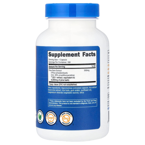 Nutricost, экстракт сосновой коры, 180 капсул (300 мг в 1 капсуле)