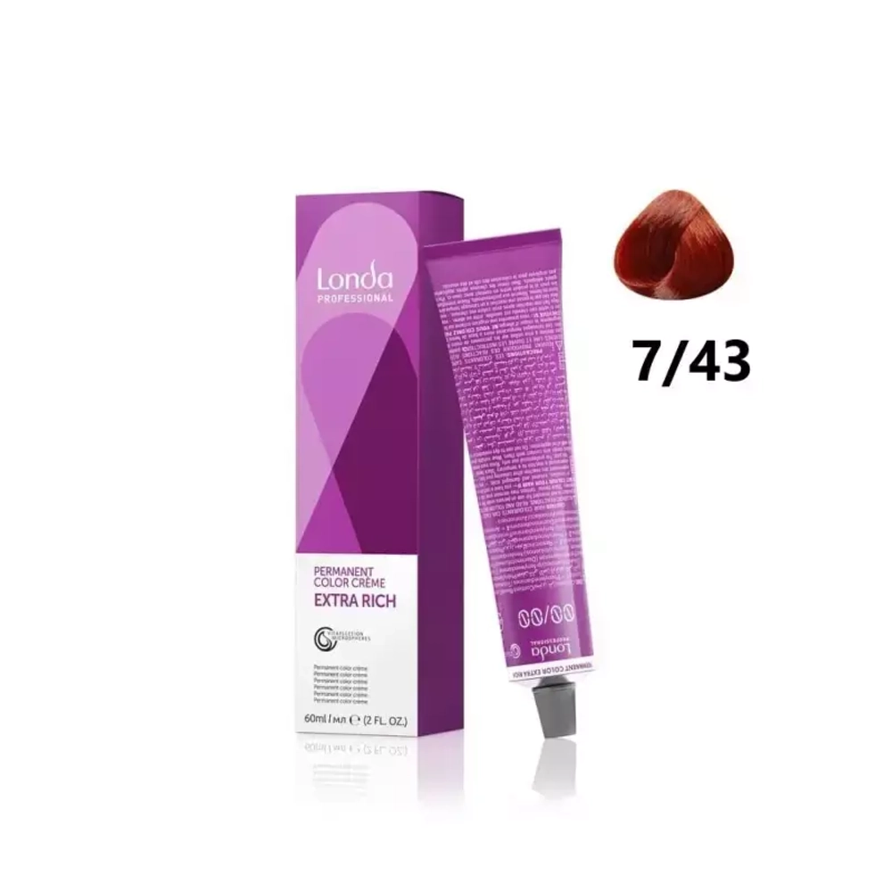 Londa Color стойкая крем-краска, 7/43 блонд медно-золотистый, 60мл