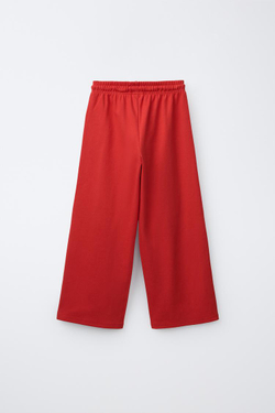 ZARA КОМПЛЕКТ ИЗ ТОЛСТОВКИ НА МОЛНИИ И БРЮК WIDE LEG, КРАСНЫЙ