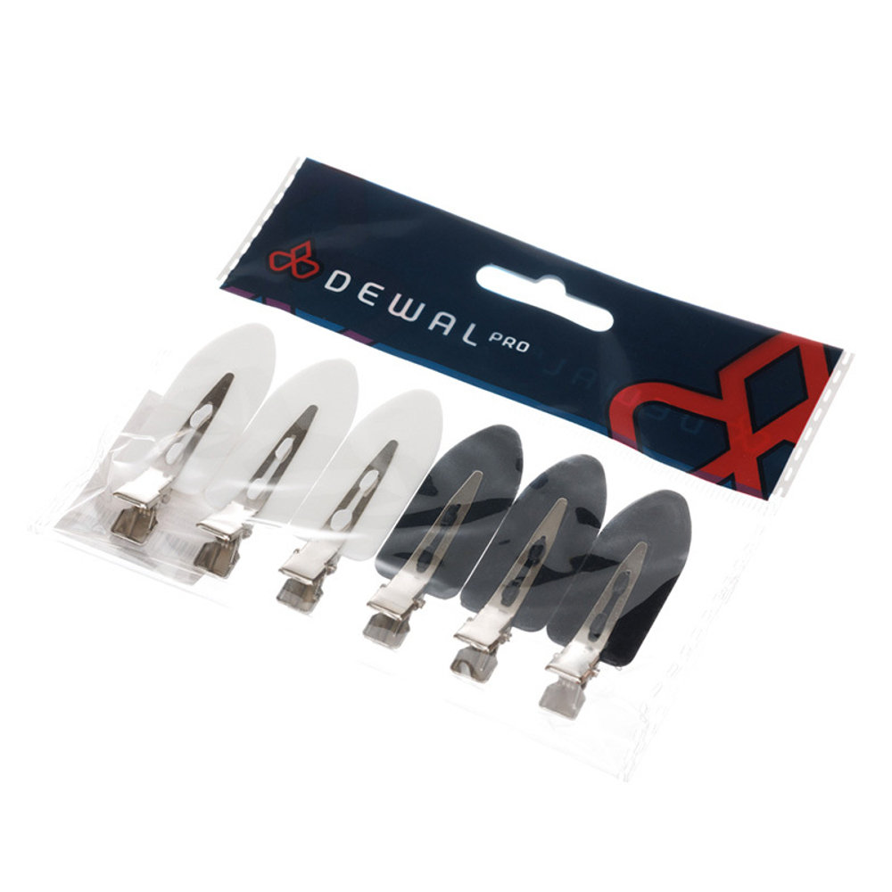 Dewal Зажим "Лепесток" CL2603white/black, 6 см, 6 шт/уп