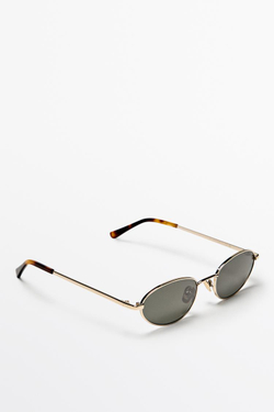 Massimo Dutti Овальные металлические солнцезащитные очки, золотой