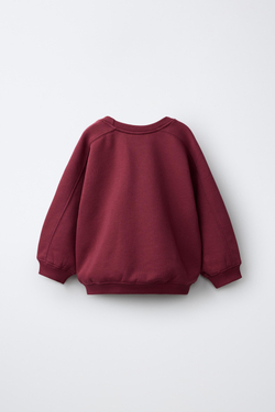 ZARA ТОЛСТОВКА С ВЫШИВКОЙ «МЕДВЕДЬ», ГРАНАТОВЫЙ