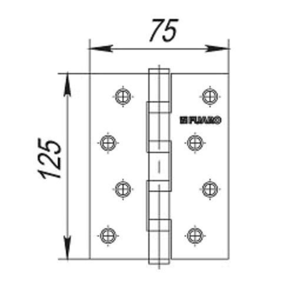 Петля дверная универсальная FUARO 4BB/BL 125x75x2,5 PN мат.никель /39959/ (1 шт)