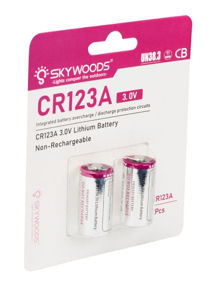 Батарейкаи Skywoods CR123A, 1600mAh, комплект - 2 шт