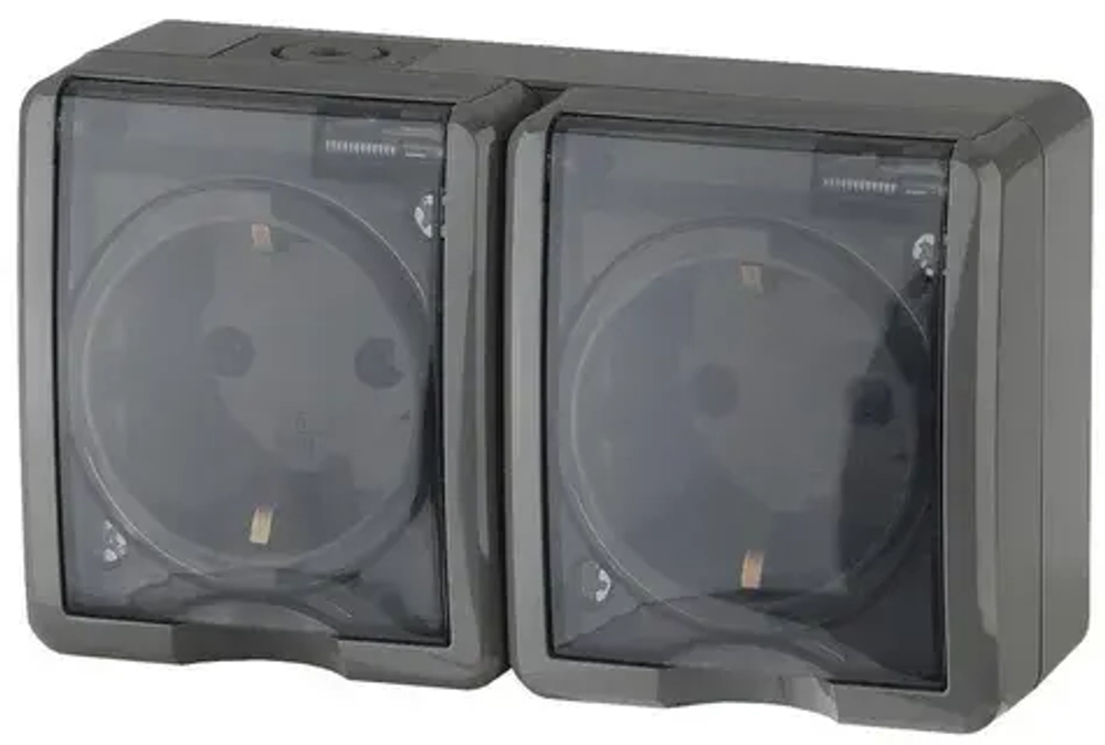 Розетка 2 м 2х2P+E IP54, 11-2403-03  ЭРА , 16A-250В, ОУ, Эра Эксперт, серый Б0020717