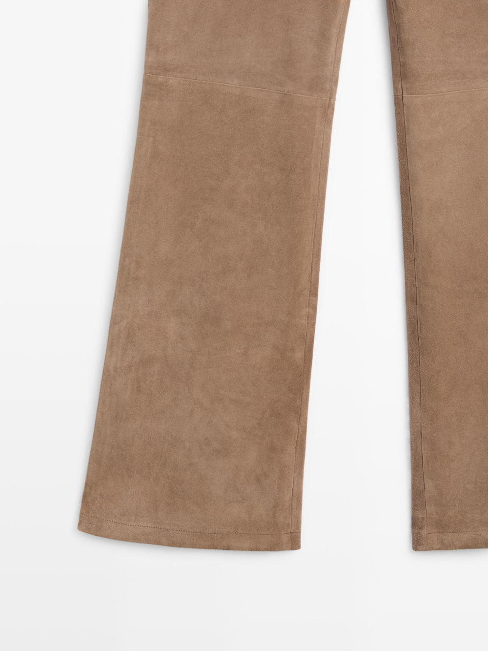 Massimo Dutti Легинсы из замши расклешенного кроя, серо-коричневый