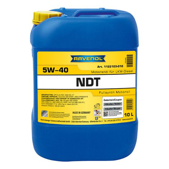 NDT 5W-40 RAVENOL моторное масло 10 Литров