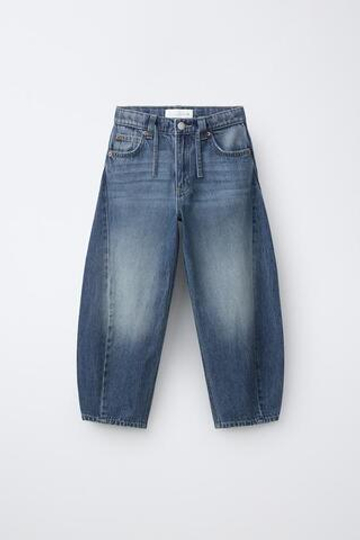 ZARA ДЖИНСЫ BARREL СО ШНУРКОМ, ВЫЦВЕТШИЙ СИНИЙ