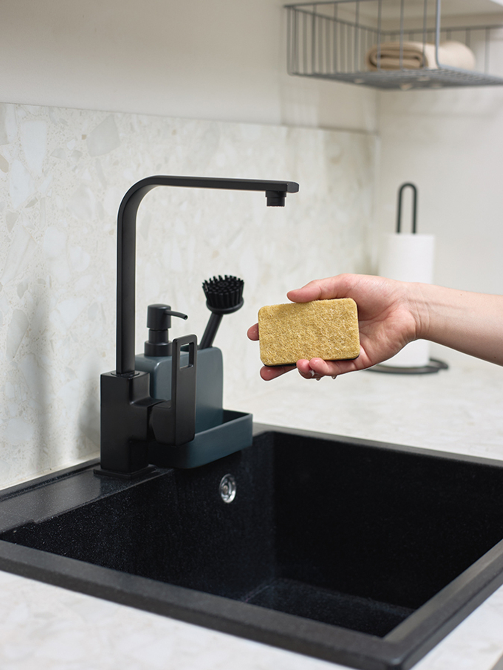Набор губок для посуды из целлюлозы и кокосового волокна Eco Sponge черные | 6шт