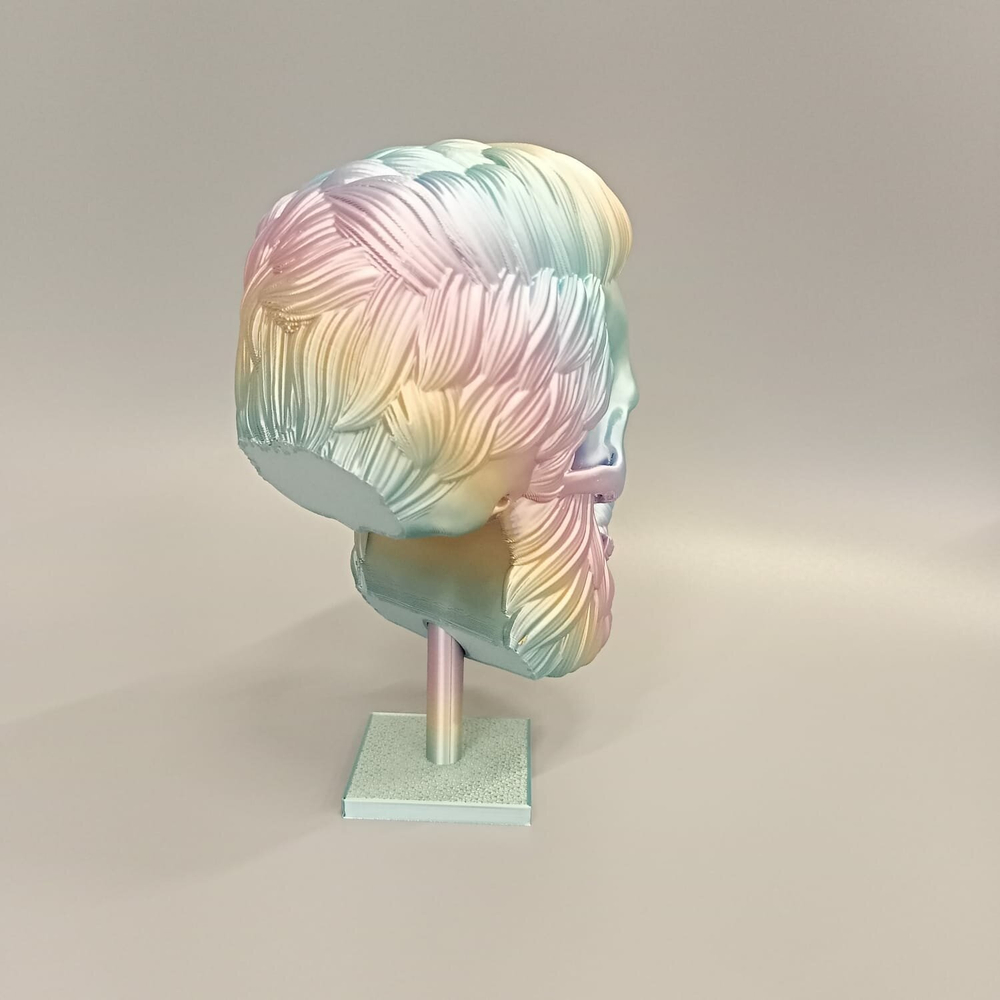 Бородатый череп фигурка для декора интерьера, арт-объект, 3D печать, 24,5 см., градиентный