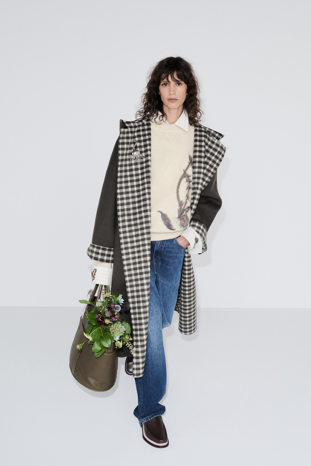 ZARA X BAISI GUADAGNINO ПАЛЬТО СВОБОДНОГО КРОЯ, СЕРЫЙ