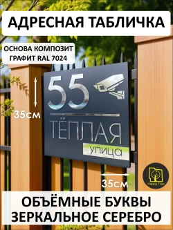 Адресная табличка 35х35см на дом с камерой