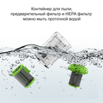 Пылесос вертикальный акк. Greenworks SV24532, 24V, б/щет, 350 Вт, 21 кПа, электрощетка, 3 насадки, LED, белый+зеленый, без АКБ с ЗУ (4702007)
