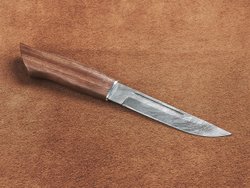 Финский нож Леуку, дамасская сталь, рукоять орех