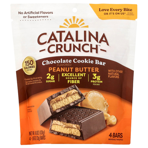 Catalina Crunch, Шоколадное печенье, арахисовая паста, 4 плитки, 33 г (1,16 унции)