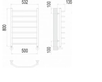 Полотенцесушитель Terminus Виктория П8 500*800 4670078530134 нижнее 500 мм