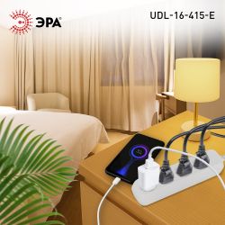 Удлинитель электрический ЭРА UDL-16-415-E Greenline 4 розетки с заземлением 1,5м ПВС 3x1мм2 | Электротовары