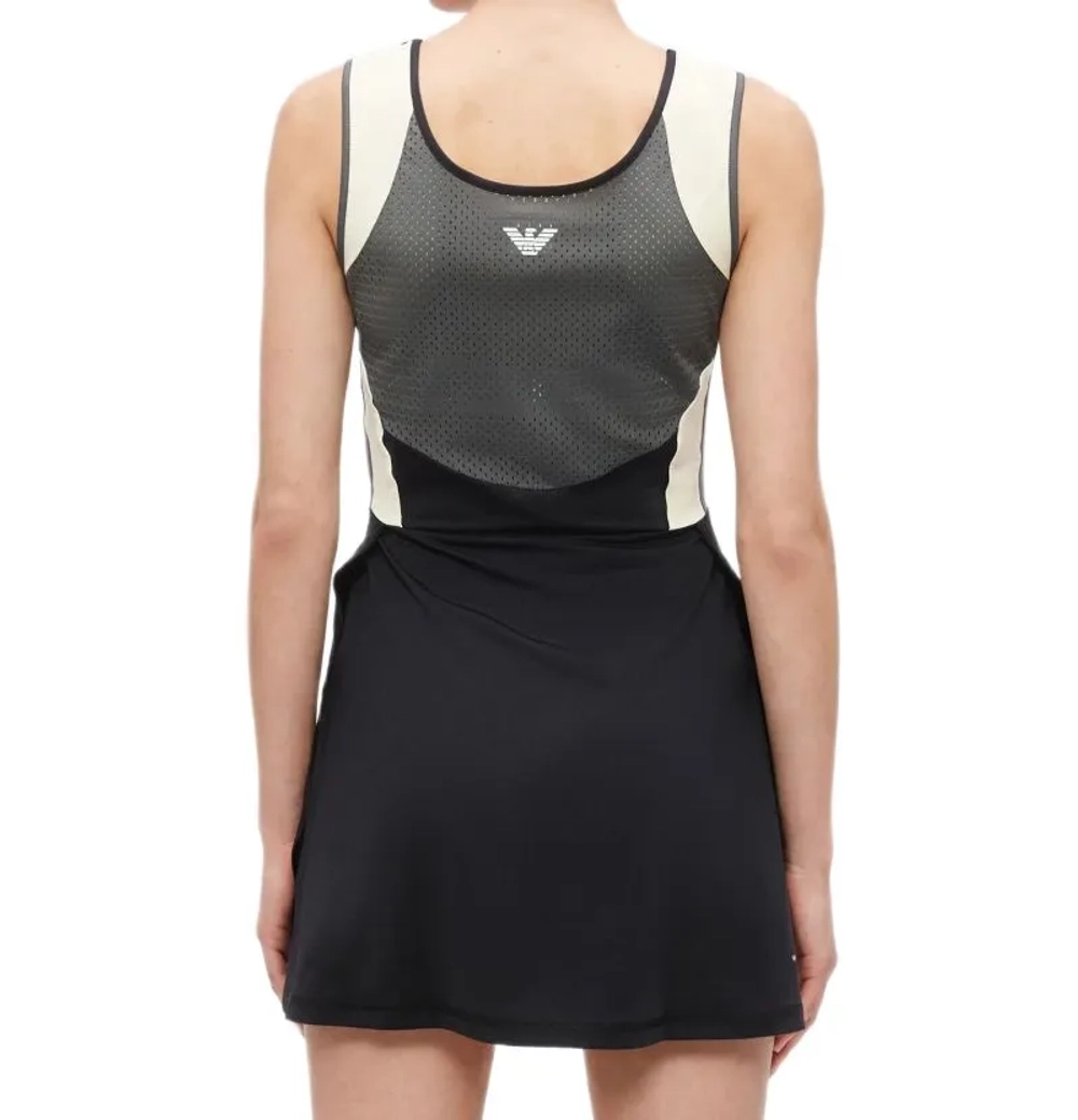Теннисное платье EA7 Woman Jersey - black/butter/asphalt