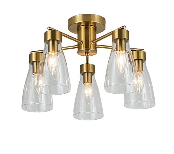Люстра потолочная Rilon 321602/5 COPPER, 5×40 Вт, латунная