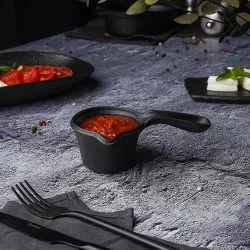 Соусник 100 мл d 7 см h5 см круглый с ручкой фарфор Smooth Black Raw Stellar P.L. Proff Cuisine [6]