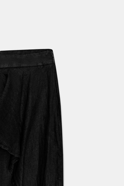 ZARA БРЮКИ С ОБОРКАМИ ИЗ 100% ЛЬНА — ZW COLLECTION, ЧЕРНЫЙ