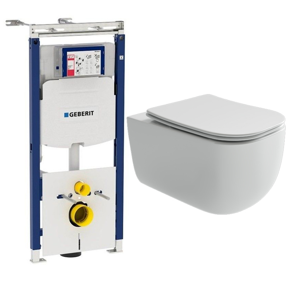 Комплект подвесной безободковый унитаз Ceramica Nova Noel CN3013 с сиденьем микролифт + инсталляция Geberit Duofix Sigma Plattenbau 111.362.00.5