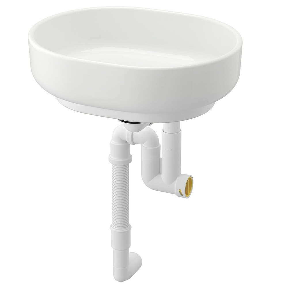 IKEA VINDELÄLVEN  (ИКЕА ВИНДЕЛЭЛВЕН)  -  Раковина накладная с сифоном - белый 39x31 см