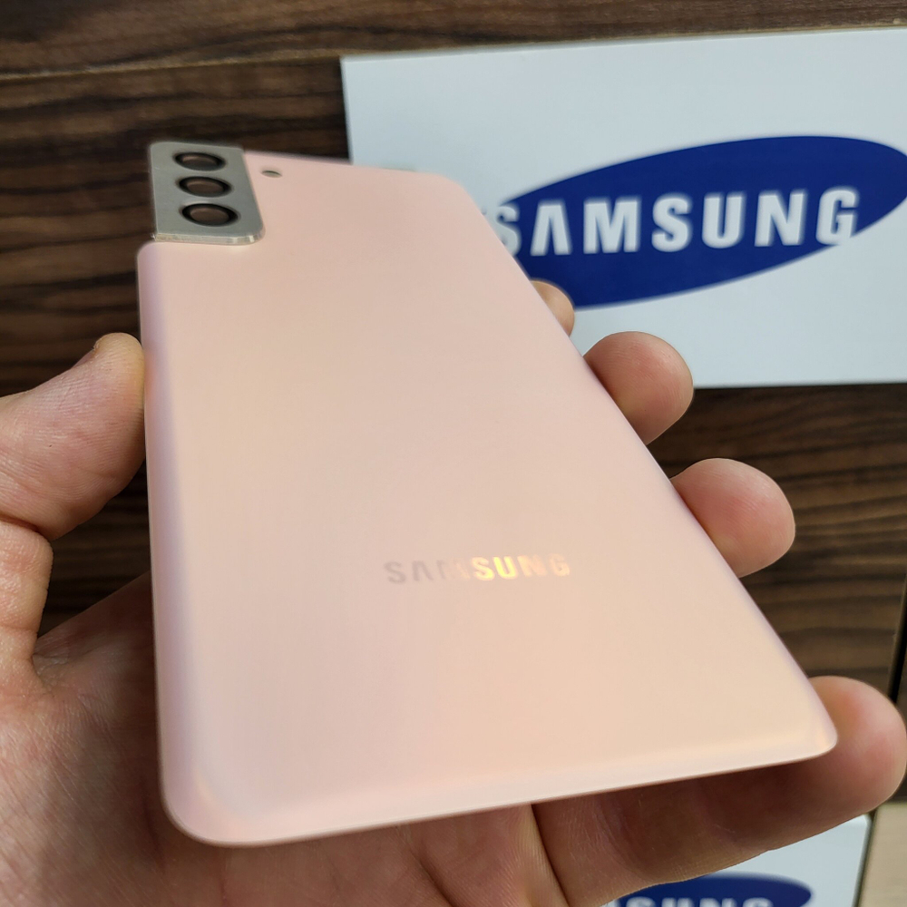 Крышка для Samsung S21 Plus - задняя стеклянная панель премиум качество (розового цвета)