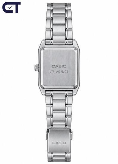 CASIO LTP-V007D-7B CASIO Collection женские наручные часы — белый циферблат, прямоугольный корпус и стальной браслет