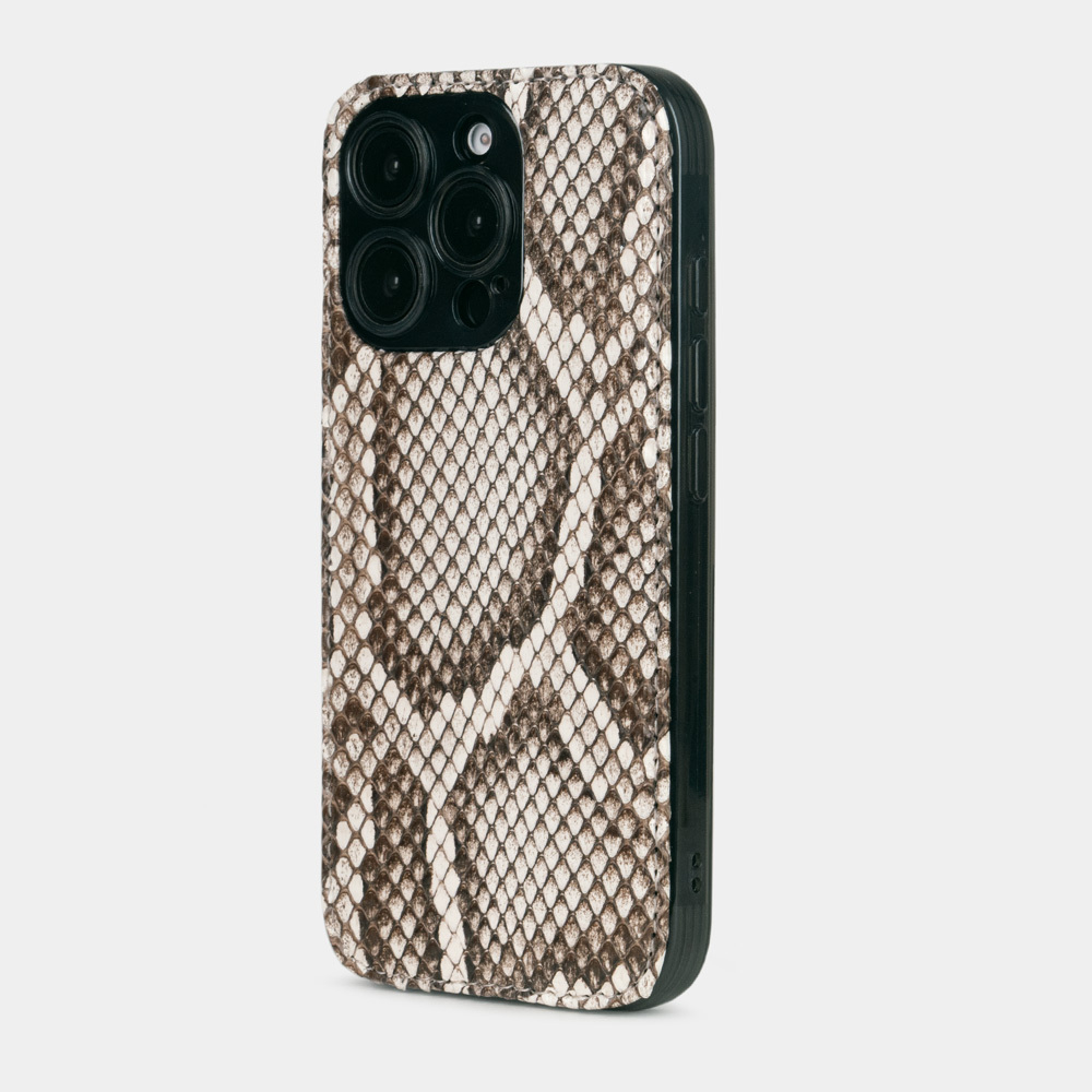 Чехол-накладка кожаная для iPhone 16 Pro, питон цвета натур